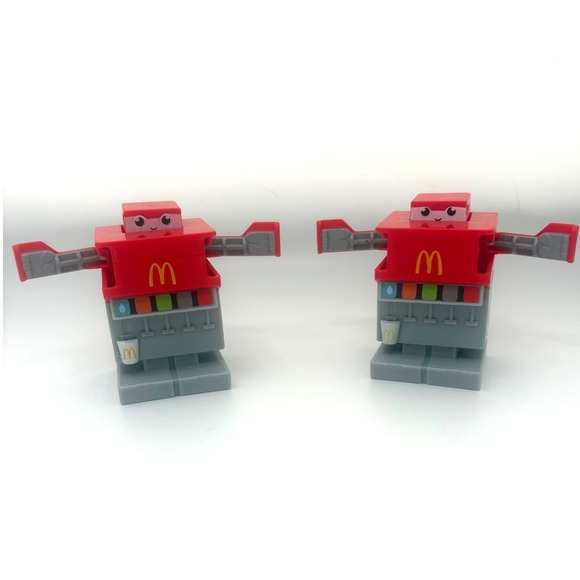 McDonald's Other - McDonalds Happy Meal Soda Fountain Transforming Robot Toy Lot of 2 Red Grey